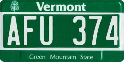 VT license plate AFU374
