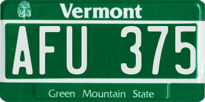 VT license plate AFU375