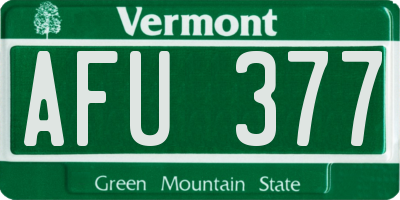 VT license plate AFU377