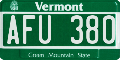 VT license plate AFU380