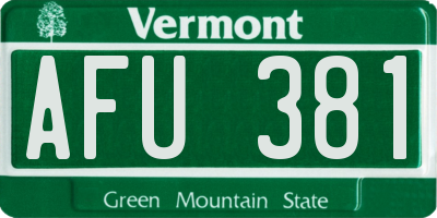 VT license plate AFU381