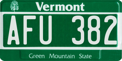 VT license plate AFU382