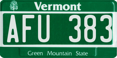 VT license plate AFU383