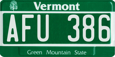 VT license plate AFU386
