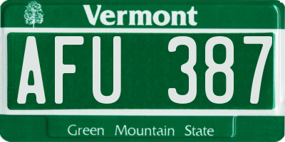 VT license plate AFU387