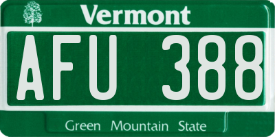VT license plate AFU388