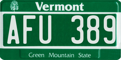 VT license plate AFU389