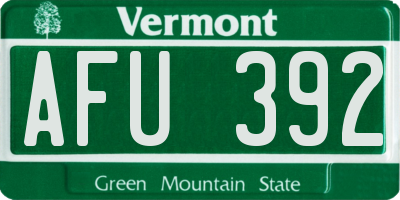 VT license plate AFU392