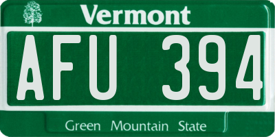 VT license plate AFU394