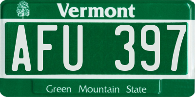 VT license plate AFU397