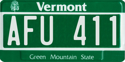 VT license plate AFU411