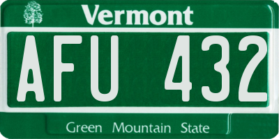 VT license plate AFU432