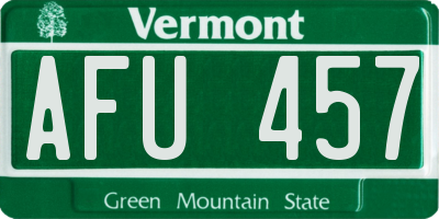 VT license plate AFU457