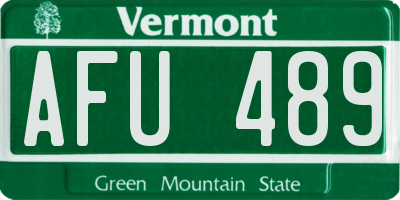 VT license plate AFU489