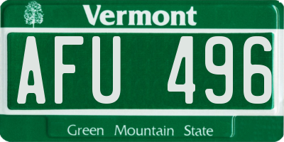 VT license plate AFU496