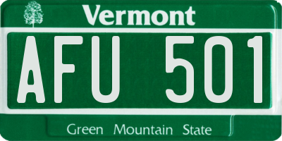 VT license plate AFU501
