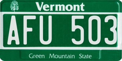 VT license plate AFU503