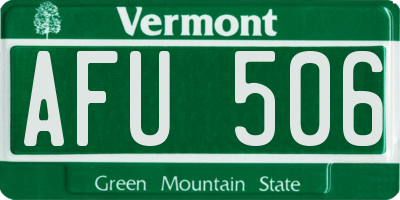 VT license plate AFU506