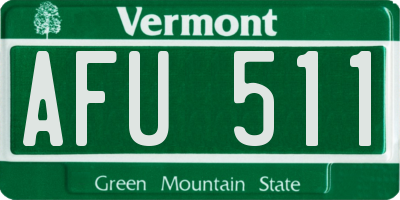 VT license plate AFU511