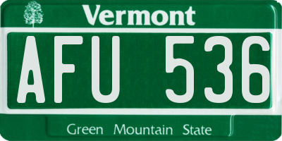 VT license plate AFU536