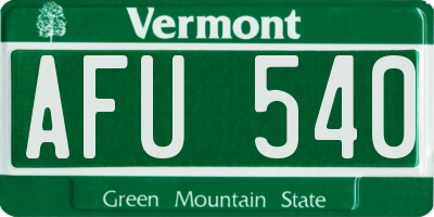VT license plate AFU540
