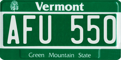 VT license plate AFU550