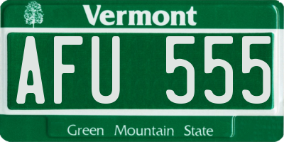 VT license plate AFU555