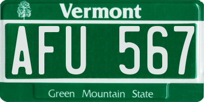 VT license plate AFU567