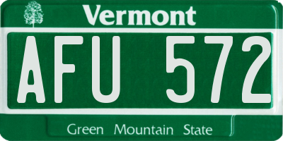 VT license plate AFU572