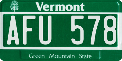 VT license plate AFU578