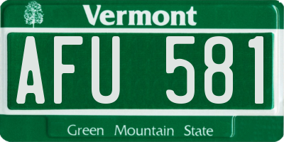 VT license plate AFU581