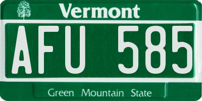 VT license plate AFU585