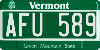 VT license plate AFU589
