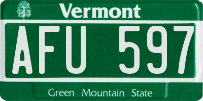 VT license plate AFU597