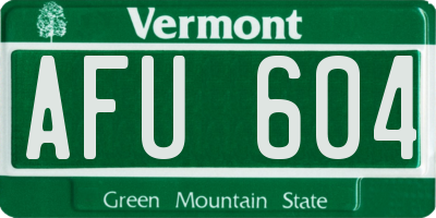 VT license plate AFU604
