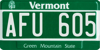 VT license plate AFU605