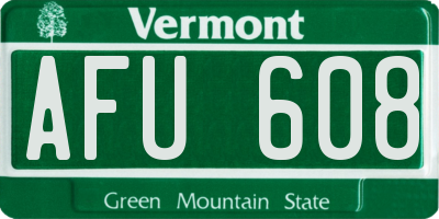 VT license plate AFU608