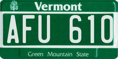 VT license plate AFU610
