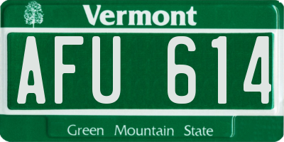 VT license plate AFU614