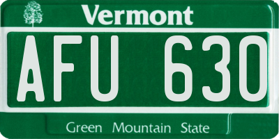 VT license plate AFU630