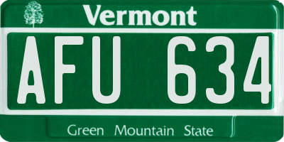 VT license plate AFU634