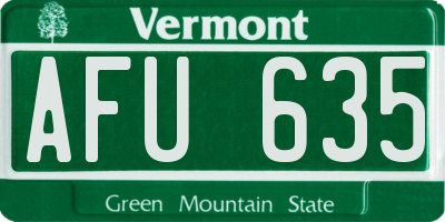 VT license plate AFU635