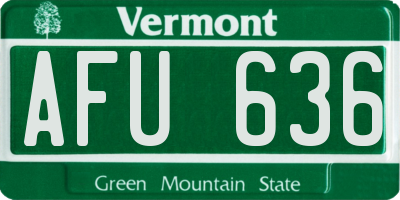 VT license plate AFU636