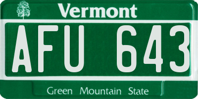 VT license plate AFU643