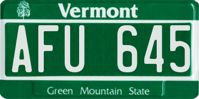 VT license plate AFU645