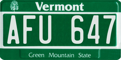 VT license plate AFU647