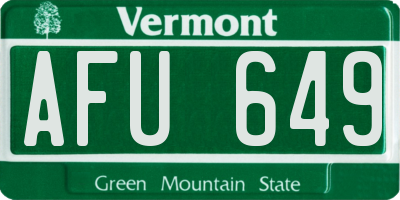 VT license plate AFU649
