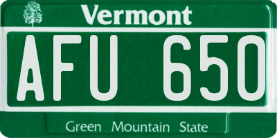 VT license plate AFU650