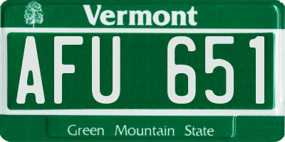VT license plate AFU651