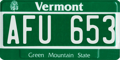 VT license plate AFU653